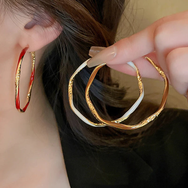 Classic Simple Big Hoop Earrings Gold Color Large Circle Earrings For Women