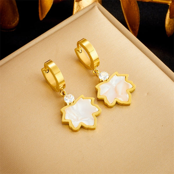 316L Stainless Steel Maple Leaf Charm Earrings For Women