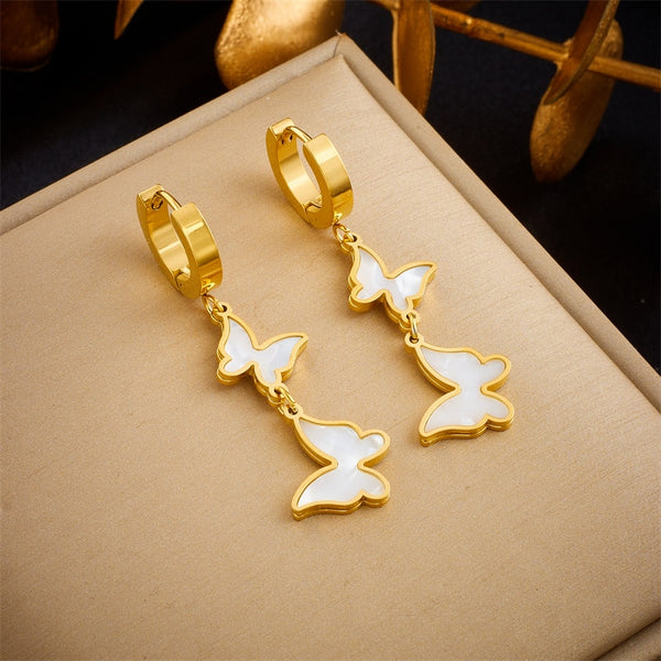 316L Stainless Steel Butterfly Pendant Earrings For Women