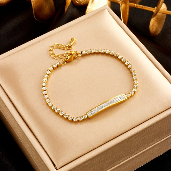Pulsera de acero inoxidable 316L con circonitas para mujer