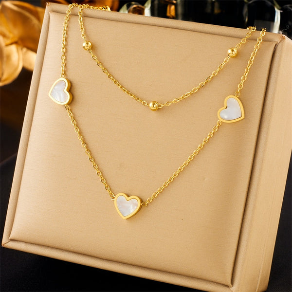 Collar con colgante de corazón y estrella de acero inoxidable 316L para mujer