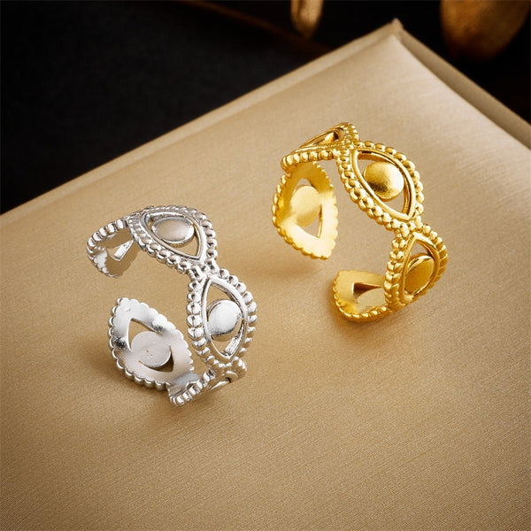 316L Stainless Steel Eye Shape Open Ring For Women