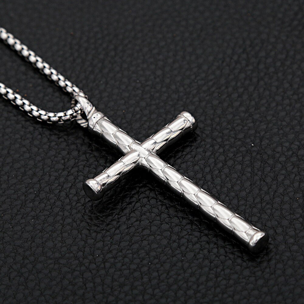 Punk Stainless Steel Cross Pendant Necklace For Men Women