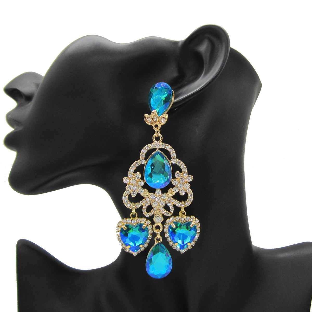 Fashion Crystal Dangle Drop Big Earrings with High Quality Rhinestone for Women
