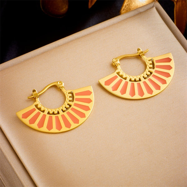 316L Stainless Steel Geometric Semicircular Hoop Earrings For Women