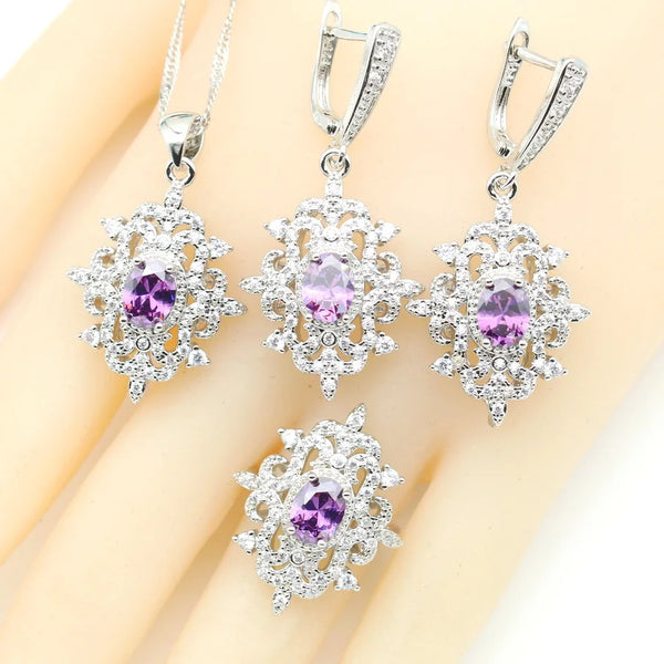 New Purple Crystal Jewelry Sets For Women Wedding Party Gift