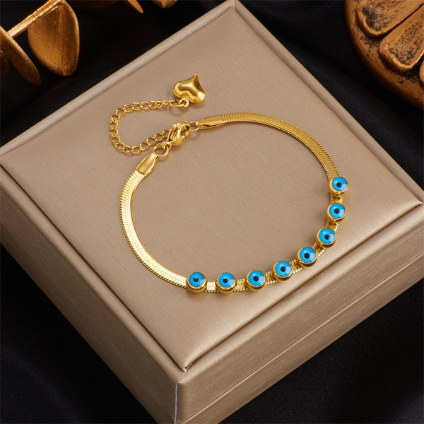 316L Stainless Steel Blue Eye Pattern Bracelet for Women