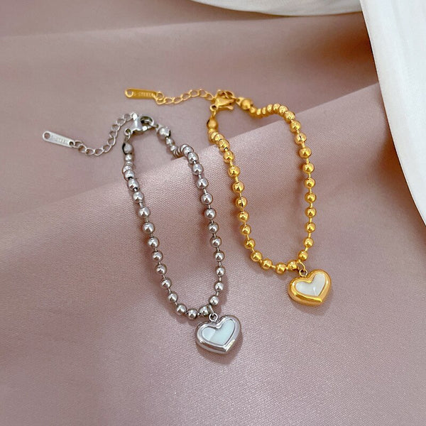 316L Stainless Steel Gold Silver Color Heart Love Charm Bracelet For Women