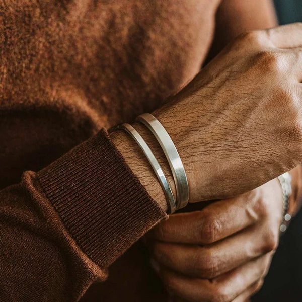 Men's Cuff Bangle, Thin Bracelet for Men,