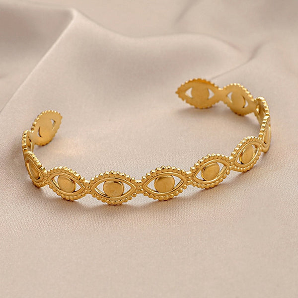 Pulseras de acero inoxidable 316L con diseño de mal de ojo para mujer