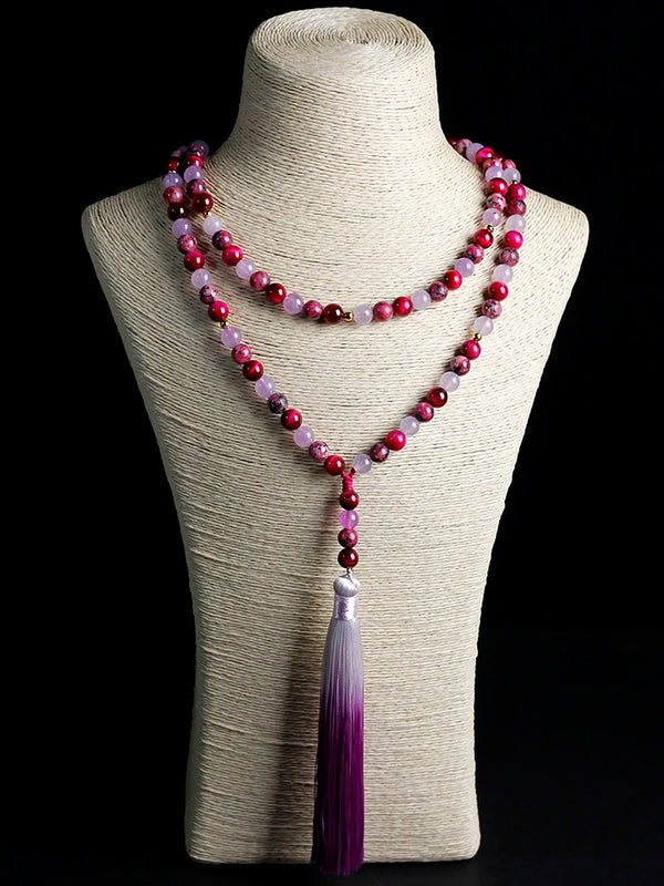 Collar de 8 mm con borla gradual, collar de japamala 108 para meditación, yoga y terapia.