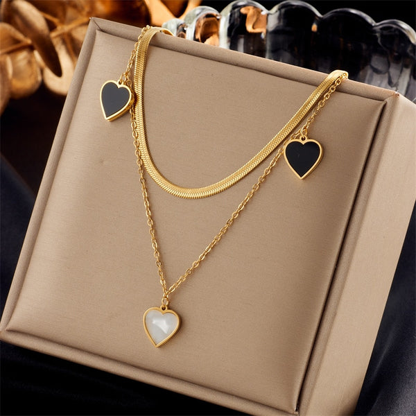 316L Stainless Steel Gold Color Heart Pendant Necklace For Women