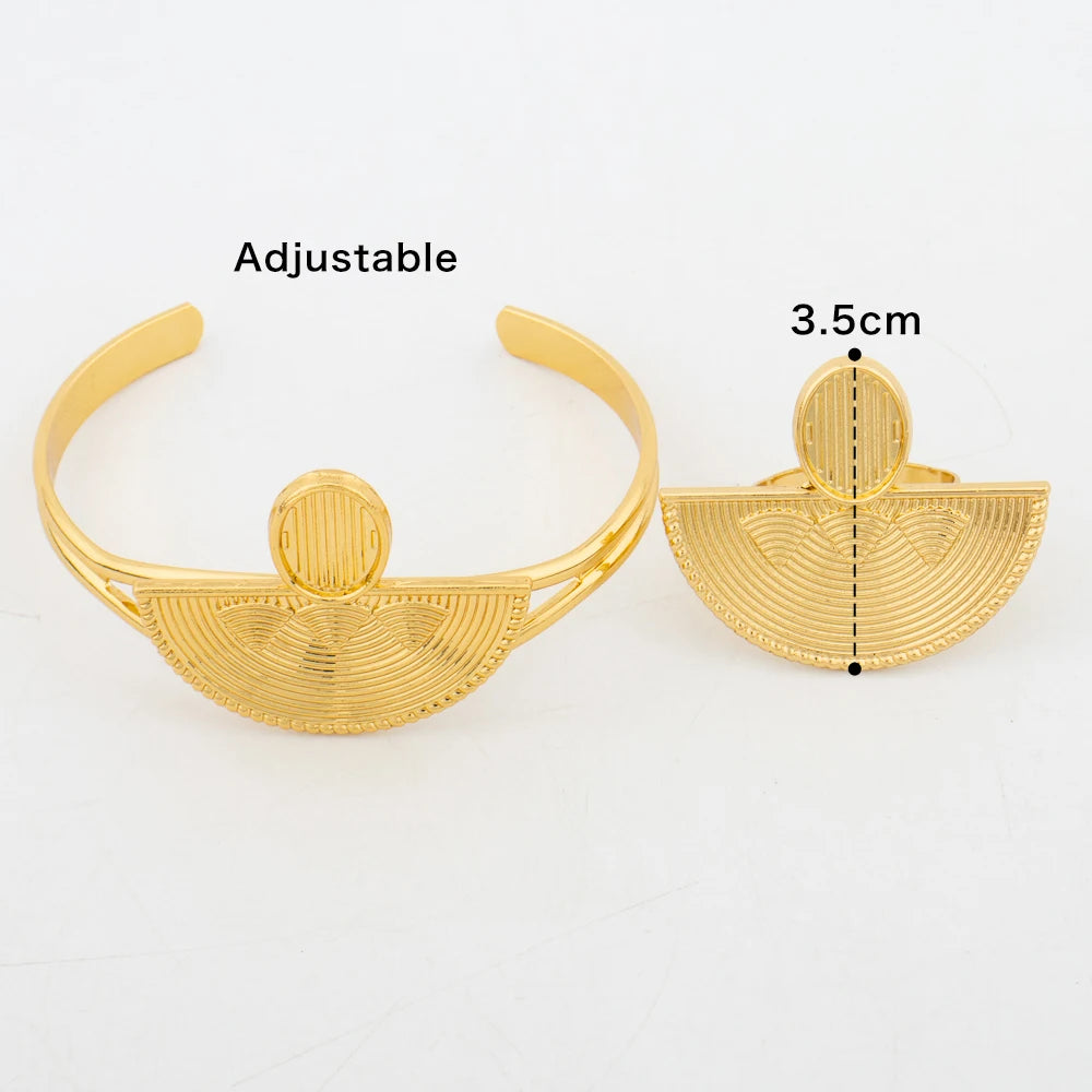 Italy Luxury Gold Plated Bracelet Ring for Women