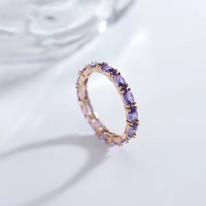 Full Oval Purple Zircon Personality Rings