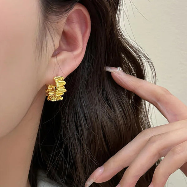 Juego de 2 pares de pendientes geométricos irregulares sencillos para mujer