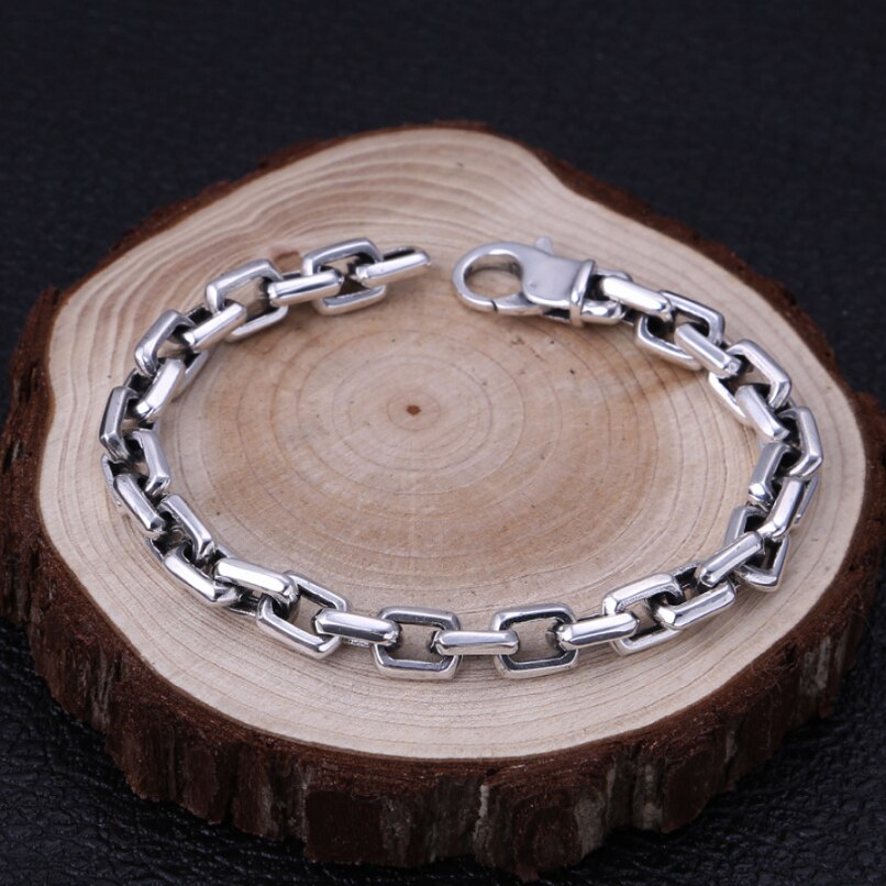 Unibabe 7mm 925 Sterling Silver Simple O Link Bracelet For Men