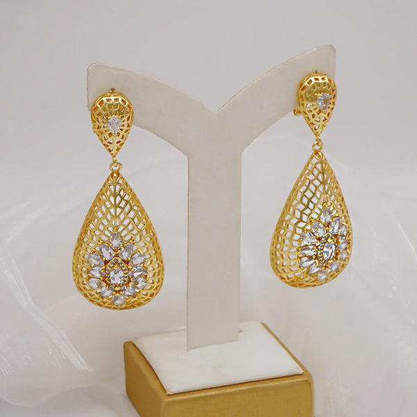 Trend Jewelry Drop Crystal Flower Earrings Big Round Geometric Earrings