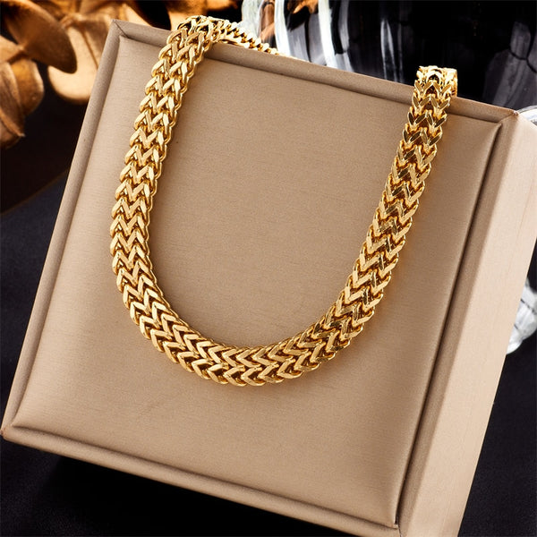 316L Stainless Steel Thickened Bold Link Chain Choker Necklace For Women