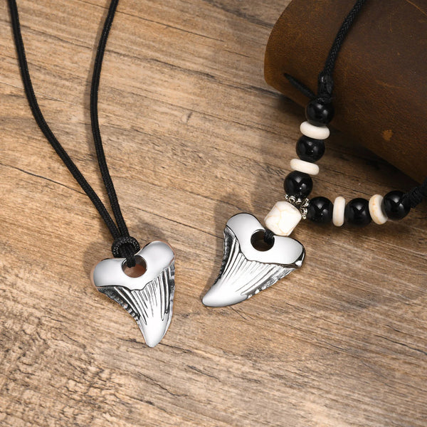 Collares de dientes de tiburón punk para hombre