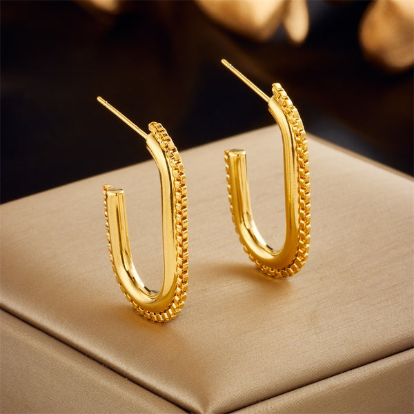 Pendientes geométricos en forma de U de acero inoxidable 316L para mujer