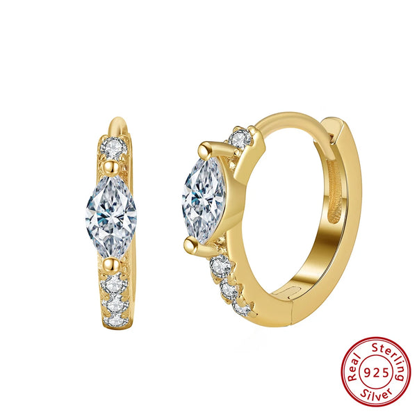 925 Sterling Silver 5A Clear Cubic Zirconia Hoop Earrings