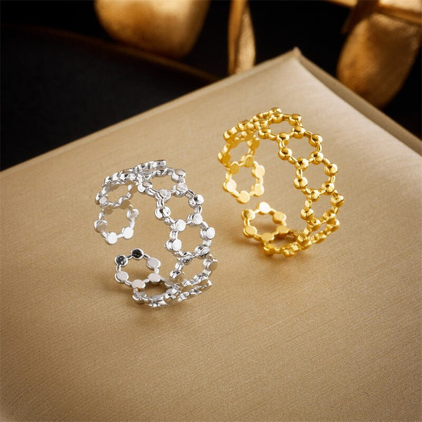 316L Stainless Steel Round Openwork Ring For Women