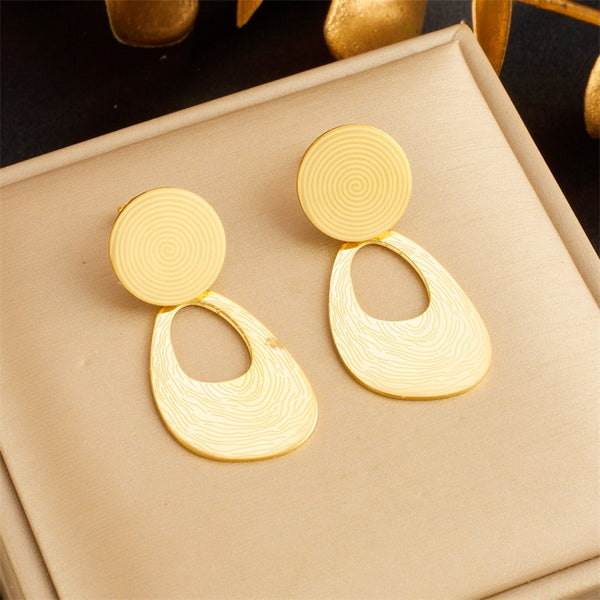 316L Stainless Steel Geometric Tree Wheel Pendant Earrings For Women