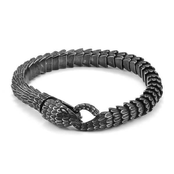 Pulsera de acero inoxidable 316L con diseño de serpiente para hombre y mujer, cadena negra estilo punk.