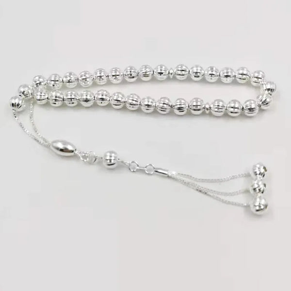 Pulsera musulmana de 33 cuentas con tasbih de plata esterlina 925 auténtica al 100 %.