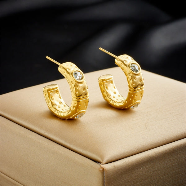 316L Stainless Steel Geometric Luxury Crystal Earrings For Women