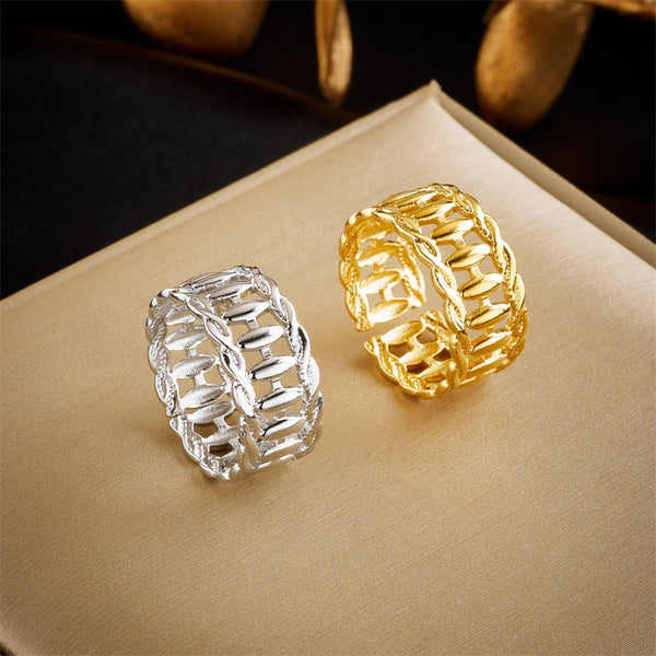 316L Stainless Steel Retro Openwork Ring For Women
