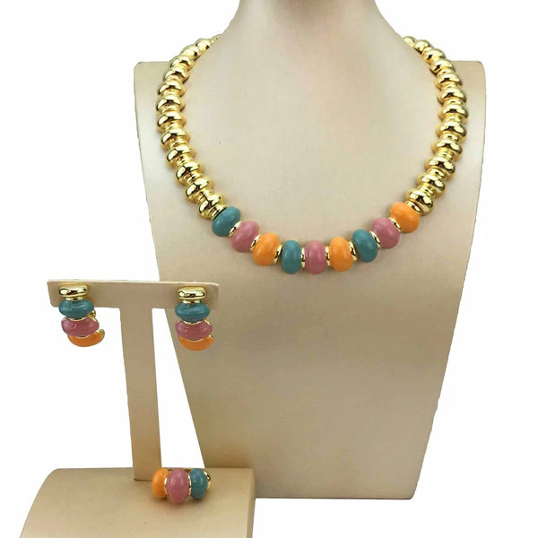 Conjuntos de collares coloridos de joyería fina de Dubái más nuevos para mujeres, regalo de fiesta