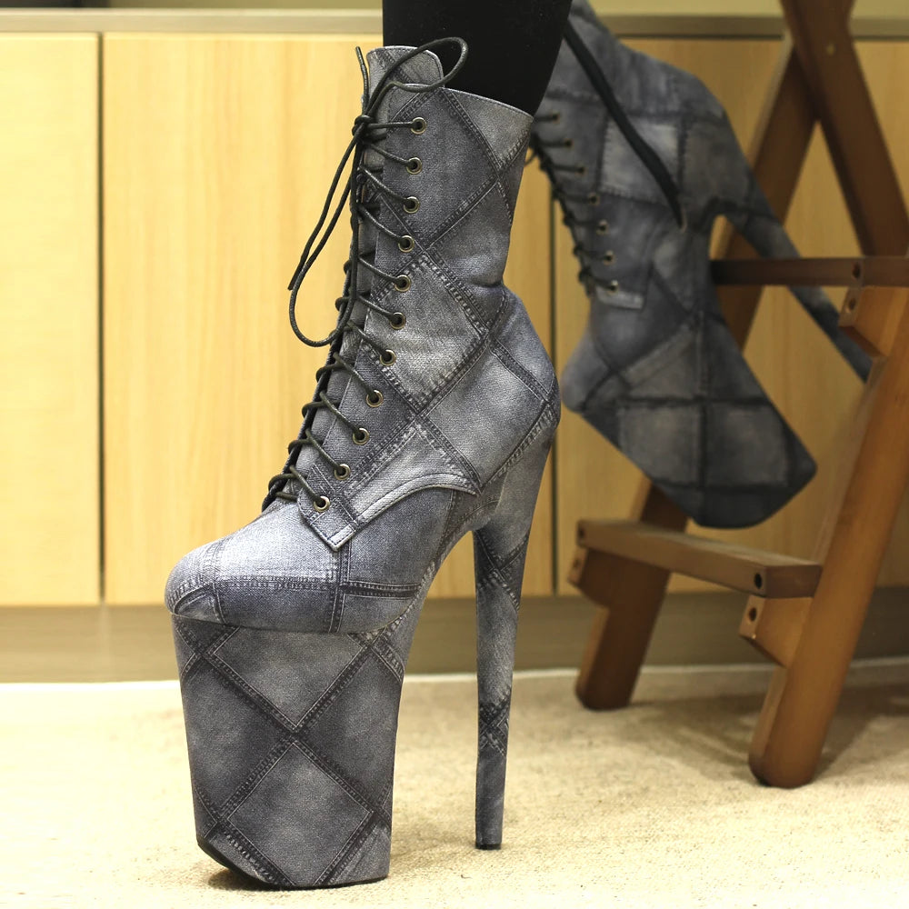 23CM/9inches Matte PU Upper Fashion Trend High Heels Platform Pole Dance Ankle Boot