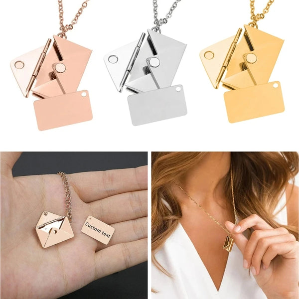 517F Valentine's Day Love you Secret  Message Pendant Necklace