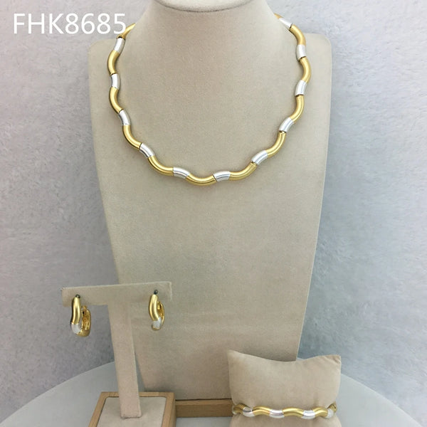 Gargantilla sencilla de dos tonos para mujer, joyería fina de Dubái