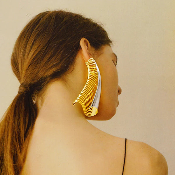 Fashion Long Hanging Earrings Copper Hoop Drop Earrings