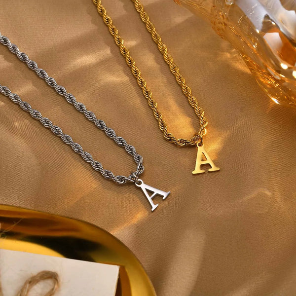 Initial Necklaces for Men Women, Stainless Steel A-Z Letters Alphabet Charm Pendant