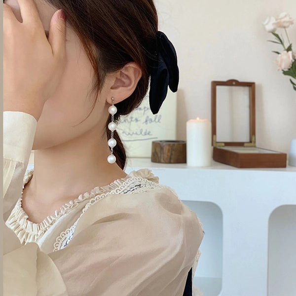 Korean Elegant Shell Pearl Ball Drop Earrings For Women