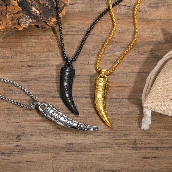 Punk Viking Horn Necklaces for Men Boys
