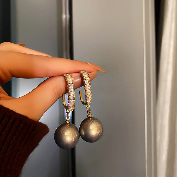 Elegant Big Pearls Drop Earrings For Women Imitation Pearls Long Earrings