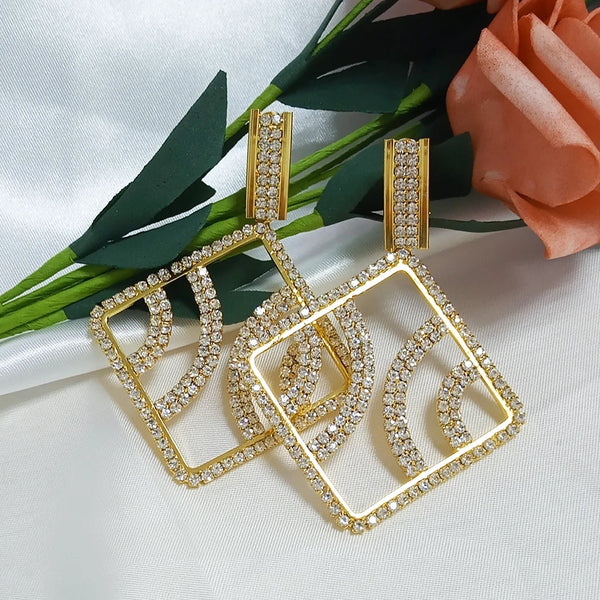 Shining Luxury Cube Hollow Drops Dangle Earrings