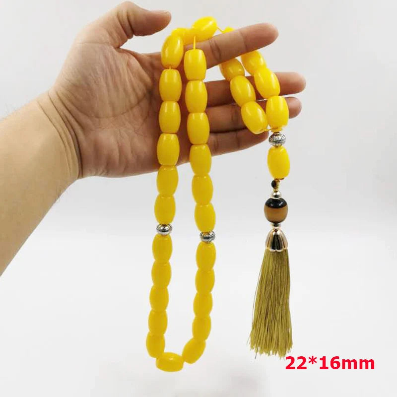 Big size Yellow Resin Tasbih 33 45 66 99 Prayer Beads arab fashion bracelet