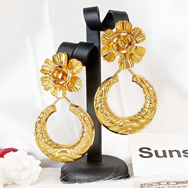 Vintage Earrings For Women Statement Earrings Big Flower geometric earrings Pendant Earrings
