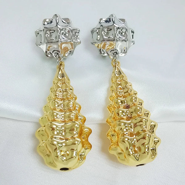 Fashion Big Long Drop Earrings For Women 2 tone Earrings