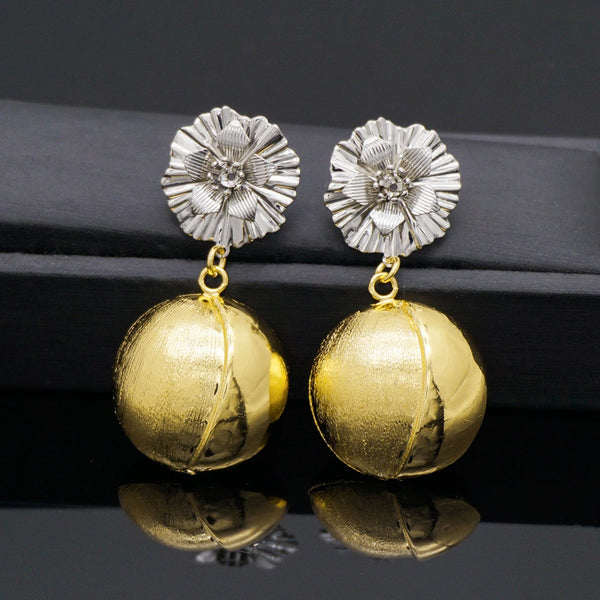 Round Gold Color Earrings Flower Shaped Earrings For Women