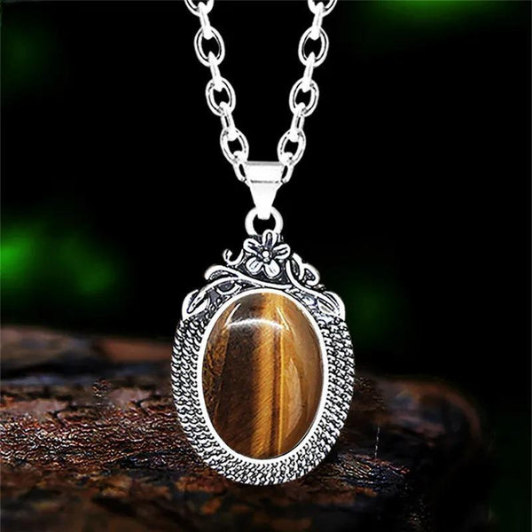 Vintage Look Natural Stone Tiger Eye Necklace For Women