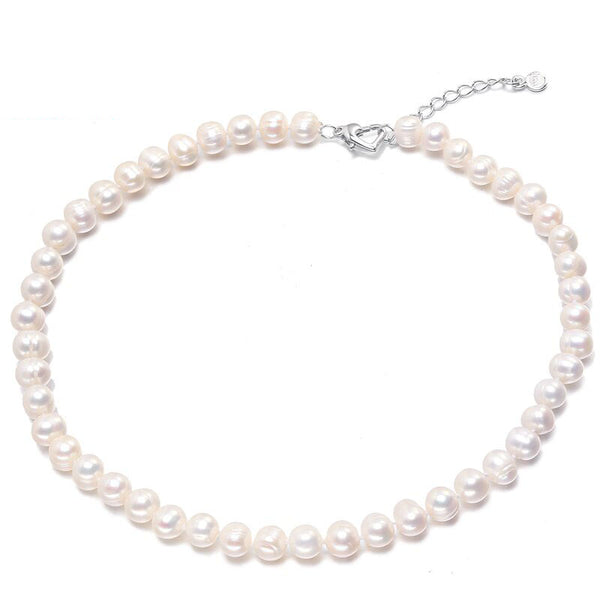 Collar de perlas barrocas cultivadas de agua dulce blancas para mujer