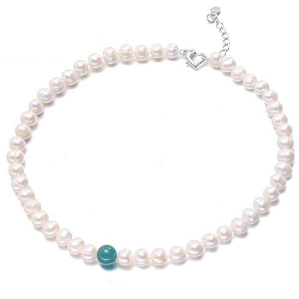 Collar de perlas barrocas cultivadas de agua dulce blancas para mujer