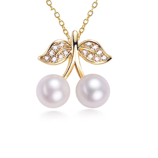 Precioso colgante de perla de cereza, collar de perlas de agua dulce 100 % naturales auténticas