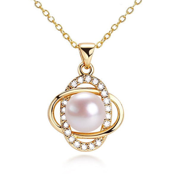 Nuevo collar con colgante de perla simple, 100 % auténtica, de perlas de agua dulce naturales.